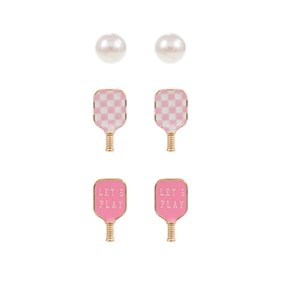 3 Pair Pickleball Paddle Earrings Set - Picture 1 of 1